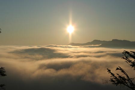 Looking across the tops of clouds